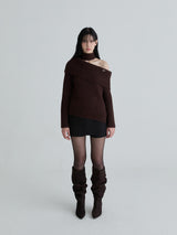 Muffler symbol knit set (Brown)