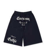 Gothic lettering Bermuda sweatpants - Navy