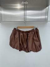 brown leather pumpkin banding skirt