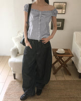 Rumble Stripe Button Sleeveless Blouse