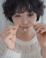 [925SILVER] ローズティーリボンネックレス