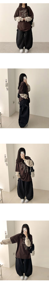 チノノンフェイドハートポケットバルーンワイドデニムパンツ (1color)