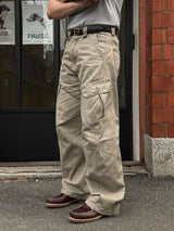 Twill curved wide cargo pants
