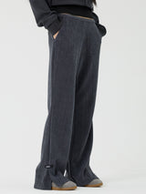 Knit cut detail bootcut Pants, Charcoal