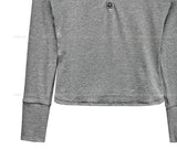 プレミアボタンVネック長袖Tシャツ
