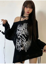 Letter graffiti knitted top (2colors)