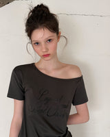 [ORIGINAL] Focus Off-shoulder Glitter Short Sleeve T-Shirt