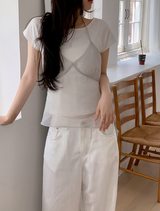 [SHOPPERMADE] ホルターネックレイヤードスリーブレスブラウス (3color)