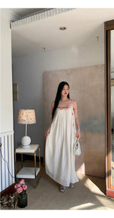 Mobile flower sleeveless long dress