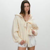 RIBBON WAFFLE HOODIE / BUTTER