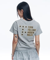 スターレタリングクロップドTシャツ - グレー