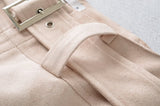 Suede Buckle Belt Mini Skirt