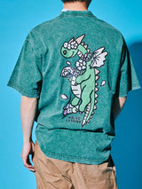 サクラアニマルズグリーンデニムウォッシュドTシャツ (パズルボブル)