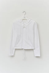 (W) Rim Eyelet Hooded Top