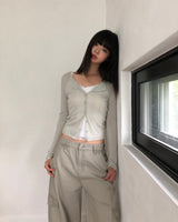 アロム レース リブ ノースリーブトップ