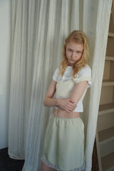 Petal satin skirt_mint
