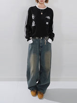 (UNISEX) ピンタックワイドデニムパンツ