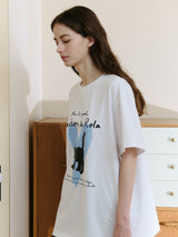 HEART CAT FRIENDS LOOSE FIT T-SHIRT WHITE