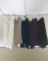 メイコ リブド ボタン ロングスリーブ Tシャツ