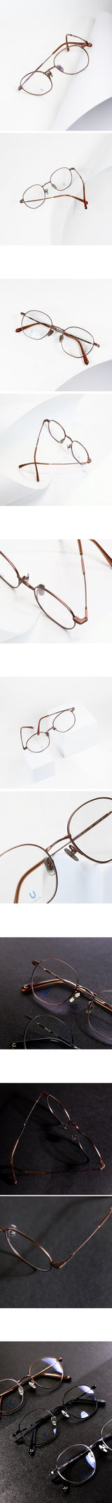 Knouun Round titanium glasses CODE. 101. A PinkBrown