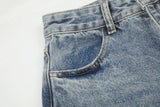 Star Stud Distressed Wide Denim Pants