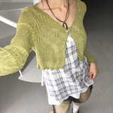 Bohi See-Through Mesh Knitwear Pearl One-Burton Cardigan