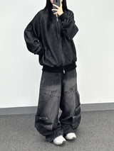 overlap denim pocket pants