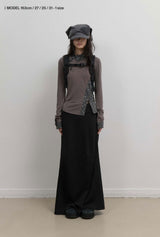 Asymmetric Mermaid Jersey Skirt / Black