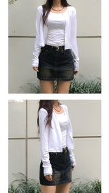 (4color) tension sleeveless cardigan set