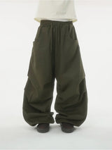 Beads back pocket cotton pants -4C