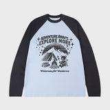 [UNISEX]EXPLORE ヴィンテージ ラグラン ロングスリーブ Tシャツ