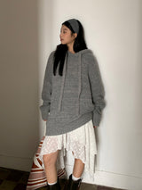 wool gray hood oversized fit knitwear
