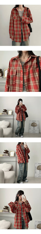Wood Tartan Check Oversized Fit Shirt