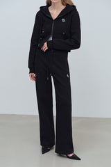 EARTHYUSE TWO-WAY TRACK PANTS - BLACK