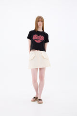 DOUBLE CUT CAGO SKIRT / IVORY