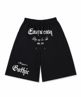 Gothic lettering Bermuda sweatpants - Black