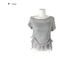 Mad Off-Shoulder Short Sleeve Mesh Lace Sleeveless Set