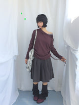 Feminine Flat Neck Long T-Shirt
