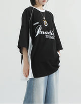 カラーブロックラグランオーバーTシャツ
