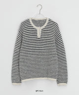 Malden Hairy Stripe Button Knit