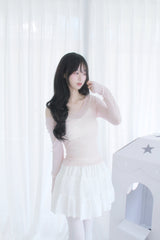 See-through layered lovely t-shirt