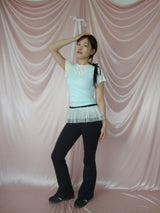 low-rise bootcut pants-2type(black,flower)