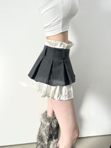 1131. Satin layered mini pleats sk