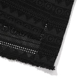 CUT OFF COLLAR POINT LACE SHORT SLEEVE KNIT [BLACK]