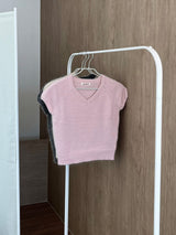 V-neck short-sleeved knitwear (3 colors)