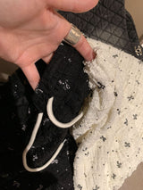 Lace ribbon banding wide pants