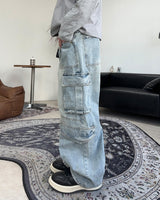 Feline washed cargo denim pants