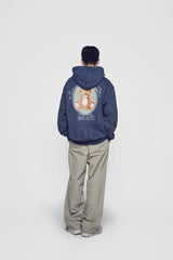 24FW BLUR SKETCH BEAR HOODIE NAVY