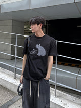 ドローイングキャットハーフTシャツ