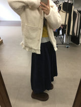 フリルヘムハヘアリーハーフコート (2color)
